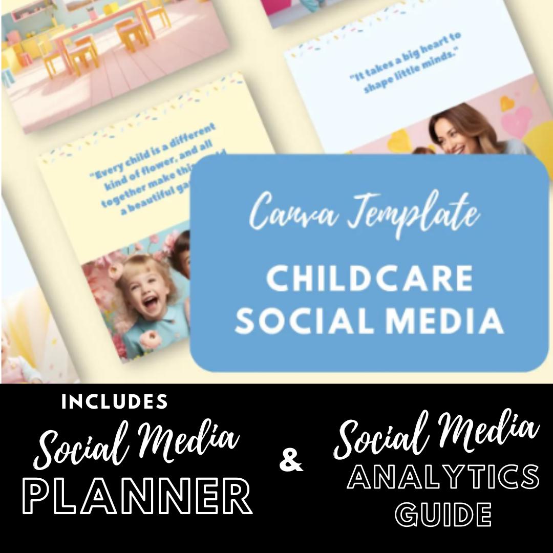Childcare Social Media Canva Templates | Daycare and Preschool Marketing Kit | Social Media Planner, Analytics Guide - Social Canvas