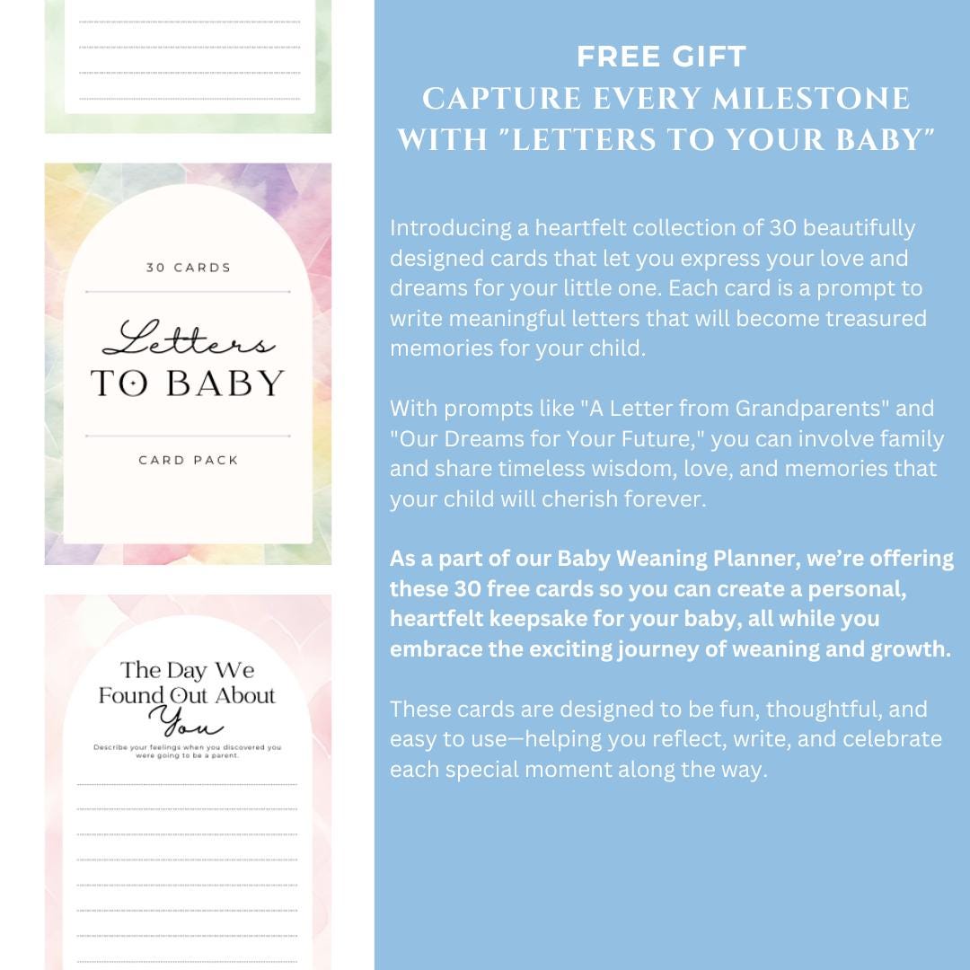 Baby-Led Weaning Planner Canva Editable | Digital Guide for First Foods, Meal Planning & Baby Nutrition | Free Letters to Baby Gift - Social Canvas