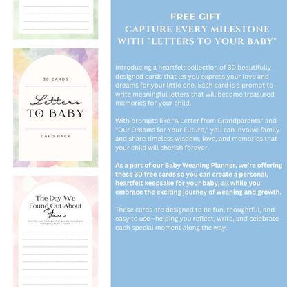 Baby-Led Weaning Planner Canva Editable | Digital Guide for First Foods, Meal Planning & Baby Nutrition | Free Letters to Baby Gift - Social Canvas