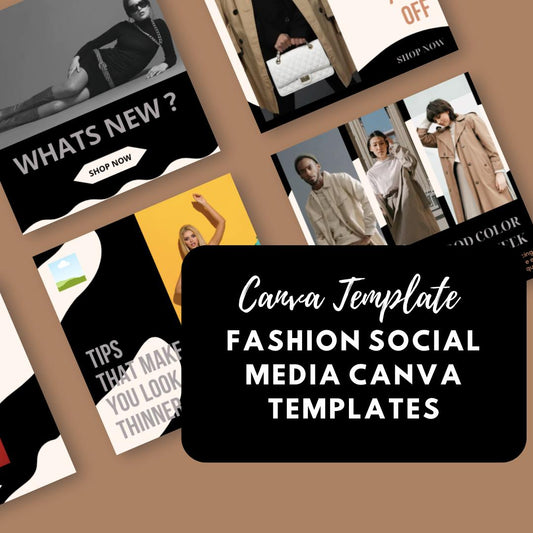 Fashion Social Media Canva 60 Templates | Instagram and Pinterest Branding Kit | Clothing Brand and Boutique Marketing | Digital Download - Social Canvas