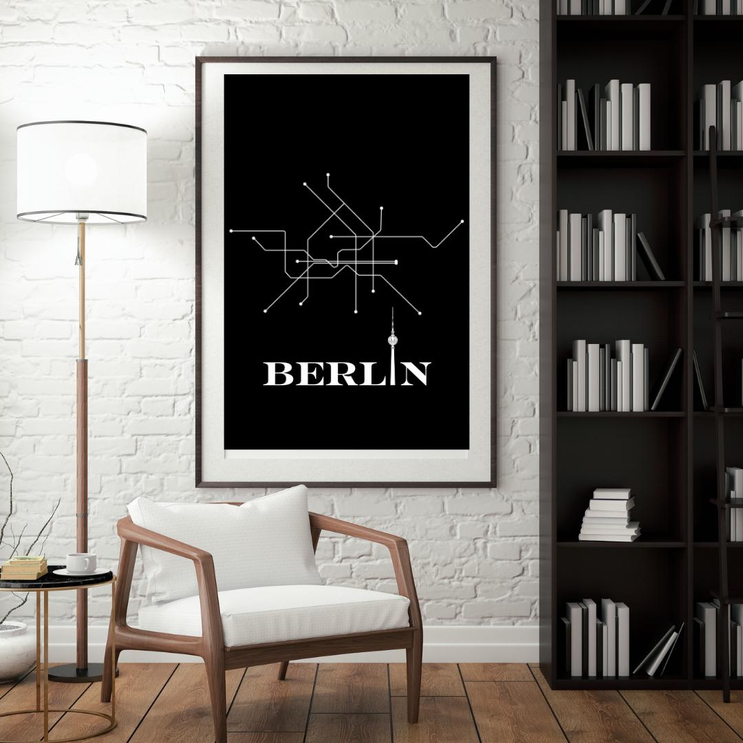 Modern 5 Subway Art Prints, New York, Paris, London, Berlin Minimalist Black and White City Map Poster, Contemporary Urban Wall Art - Social Canvas