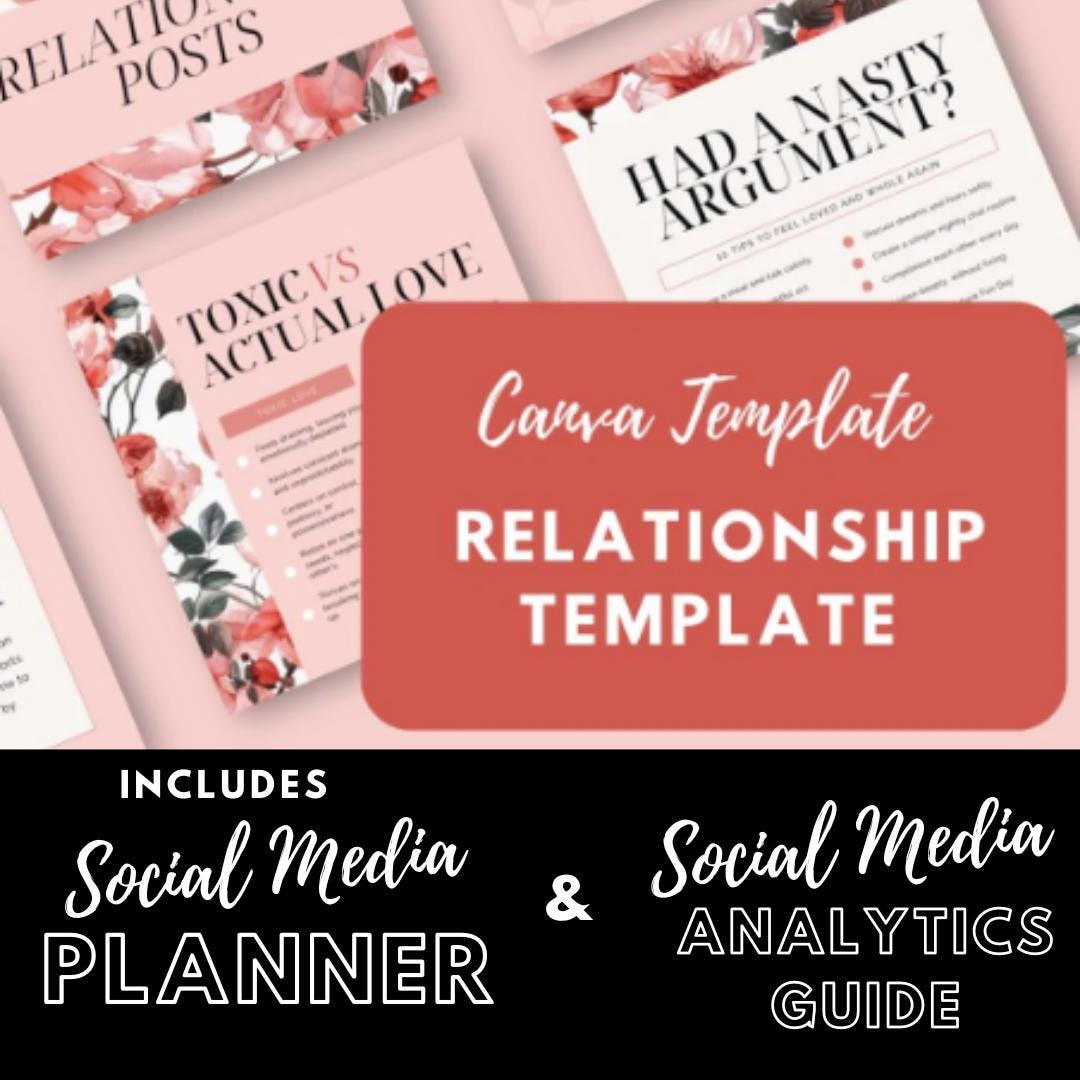 Relationship Social Media Canva Templates | Coaching & Self-Help Instagram Posts | Social Media Planner | Analytics Guide - Social Canvas