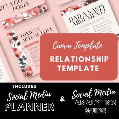 Relationship Social Media Canva Templates | Coaching & Self-Help Instagram Posts | Social Media Planner | Analytics Guide - Social Canvas