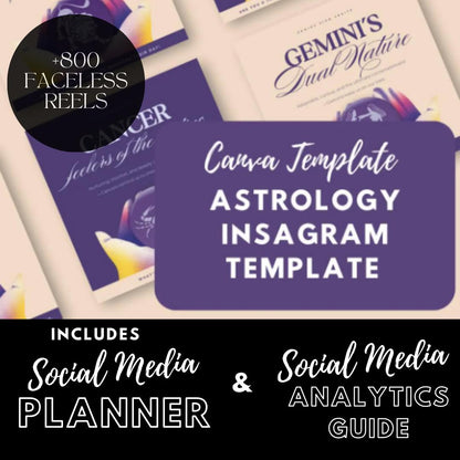 30 Astrology Instagram Templates | Zodiac Signs, Horoscope | Astrology | Social Media Planner, Analytics Guide | 800 Faceless Videos - Social Canvas