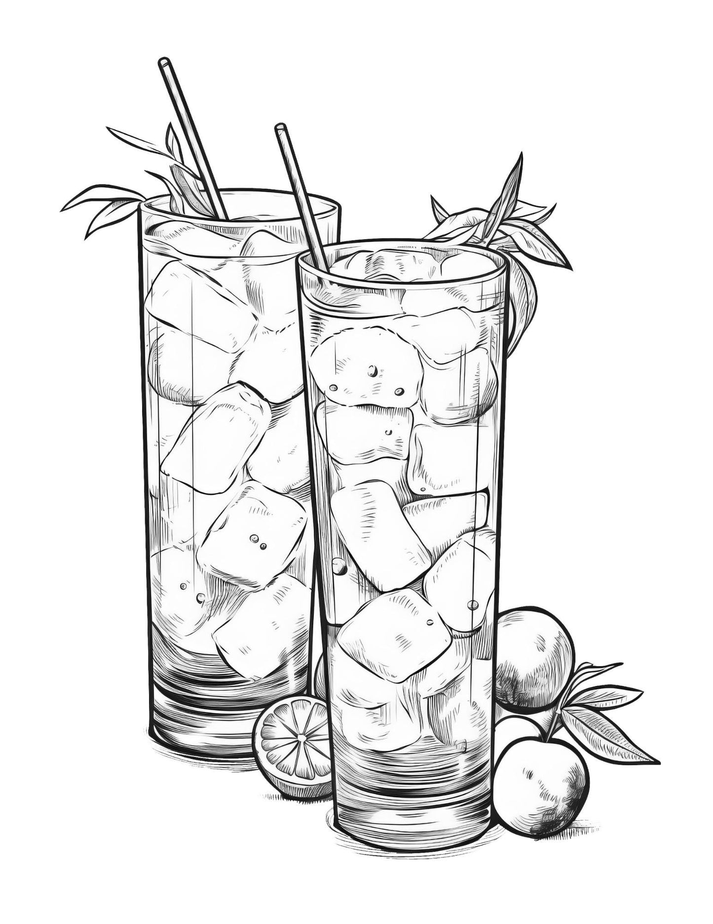 Cocktail Coloring Book | 25-Page Canva Template with Stylish Drink Designs | Fun Cocktail-Themed Coloring Pages for Adults - Social Canvas