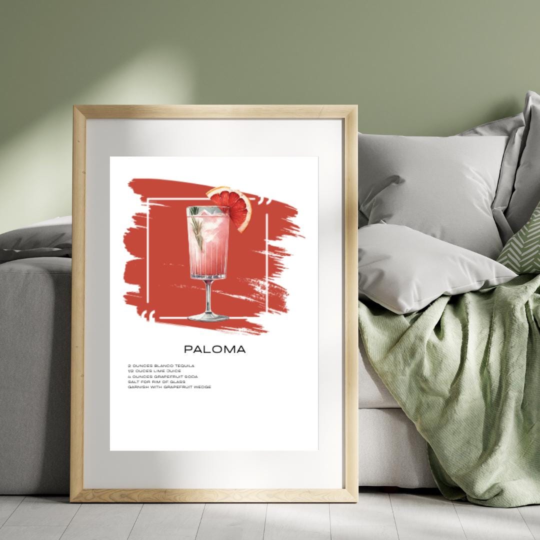 Paloma Recipe Art Print - Refreshing Tequila Cocktail Wall Decor - Social Canvas