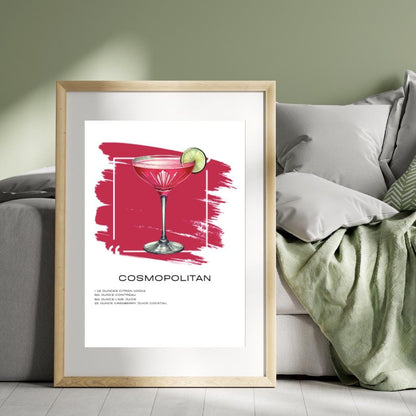 Cosmopolitan Recipe Art Print - Elegant Cocktail Wall Art for Home Bars - Social Canvas