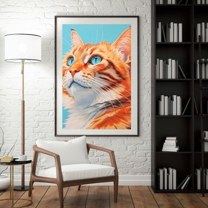 Majestic Orange Tabby Cat Digital Portrait - Vibrant Feline Wall Art - Social Canvas