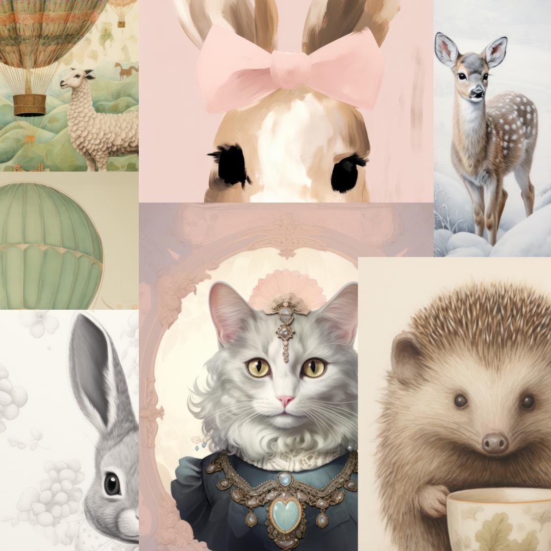 200 Adorable Kids Wall Art Prints – Whimsical Animal & Fantasy Posters for Nursery and Playroom Decor | Cute and Magical Artwork Set - Social Canvas