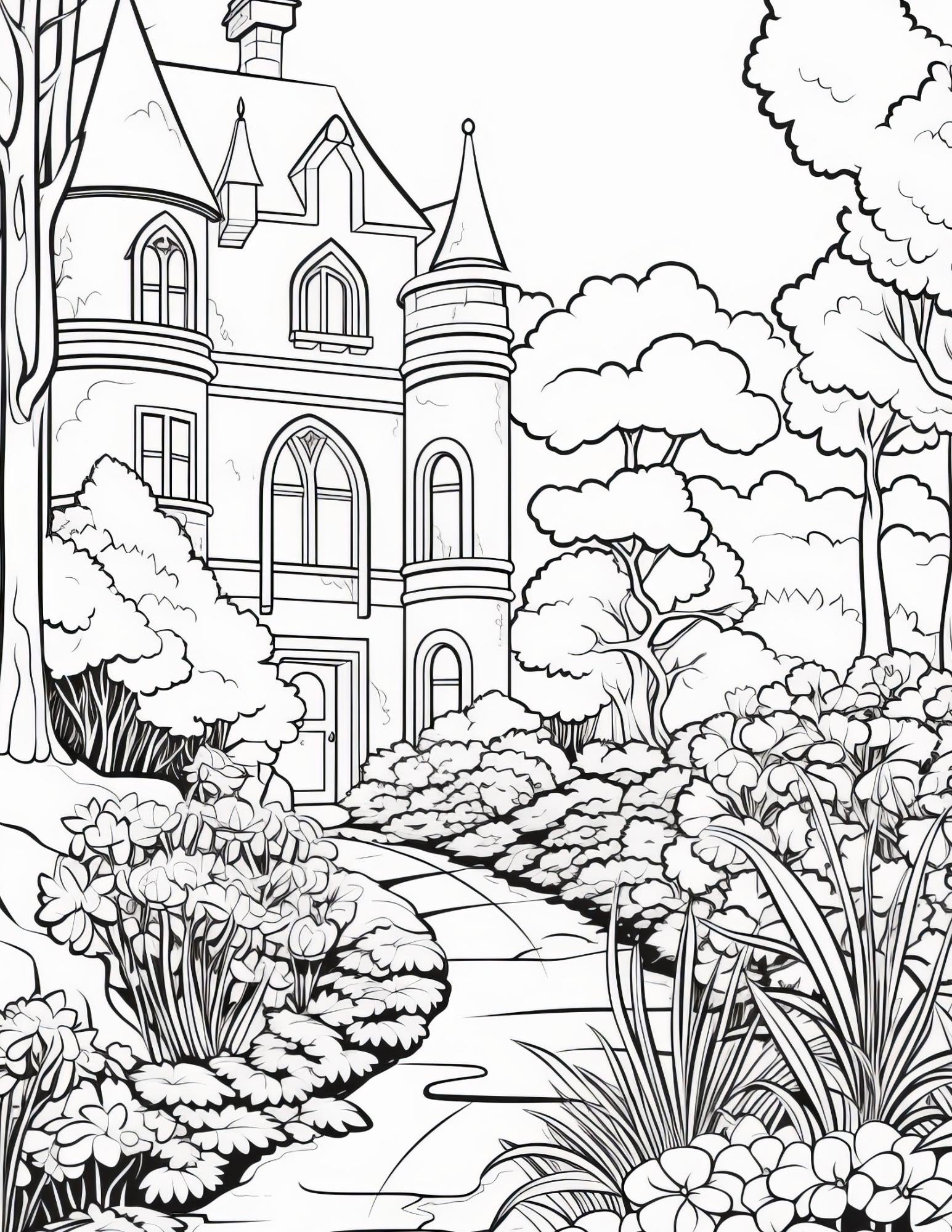 English Garden Coloring Book | 25-Page Canva Template for Relaxation and Mindfulness | Beautiful Floral and Garden-Themed Pages - Social Canvas