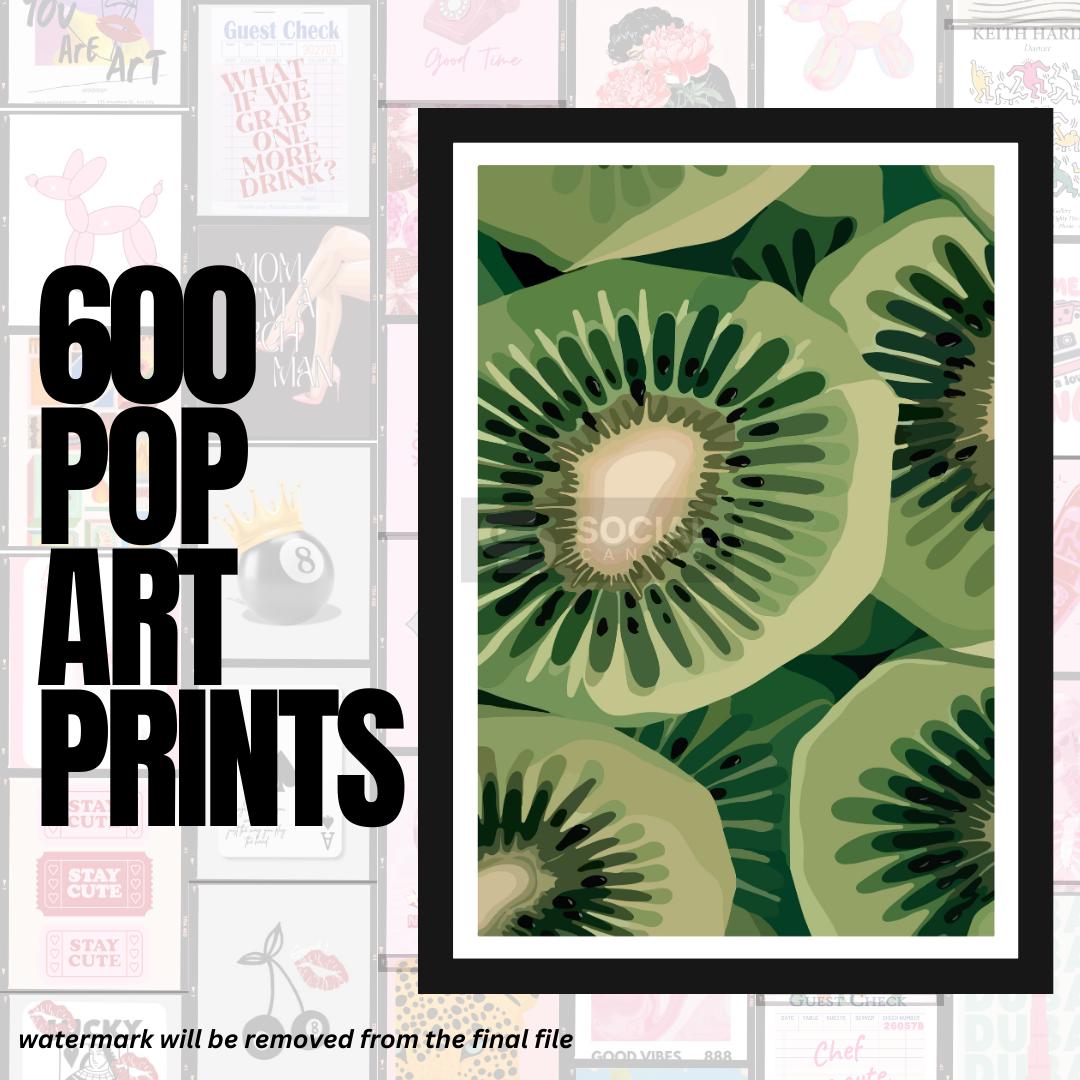 Fresh Kiwi Delight - Modern Fruit Pop Art Poster | 600 Pop Art Prints Bundle - Social Canvas