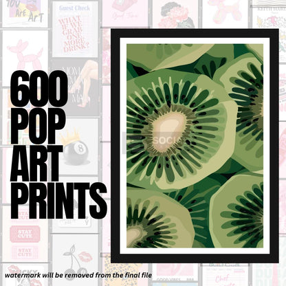 Fresh Kiwi Delight - Modern Fruit Pop Art Poster | 600 Pop Art Prints Bundle - Social Canvas