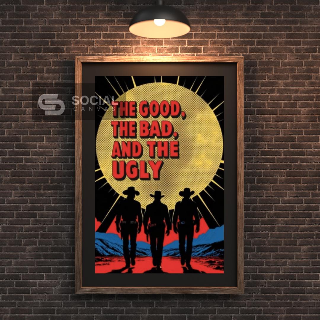 The Good, The Bad, and The Ugly Pop Art Poster - Classic Western Movie Wall Art Decor - Social Canvas