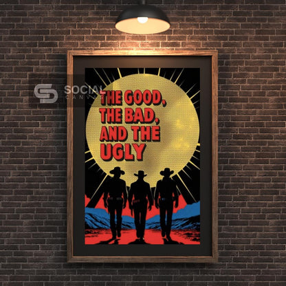 The Good, The Bad, and The Ugly Pop Art Poster - Classic Western Movie Wall Art Decor - Social Canvas