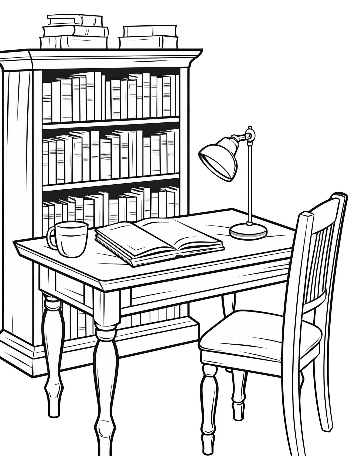 Bookstore Coloring Book | 26-Page Canva Template for Book Lovers & Creative Minds | Cozy Literary-Themed Coloring Pages | Digital Download - Social Canvas