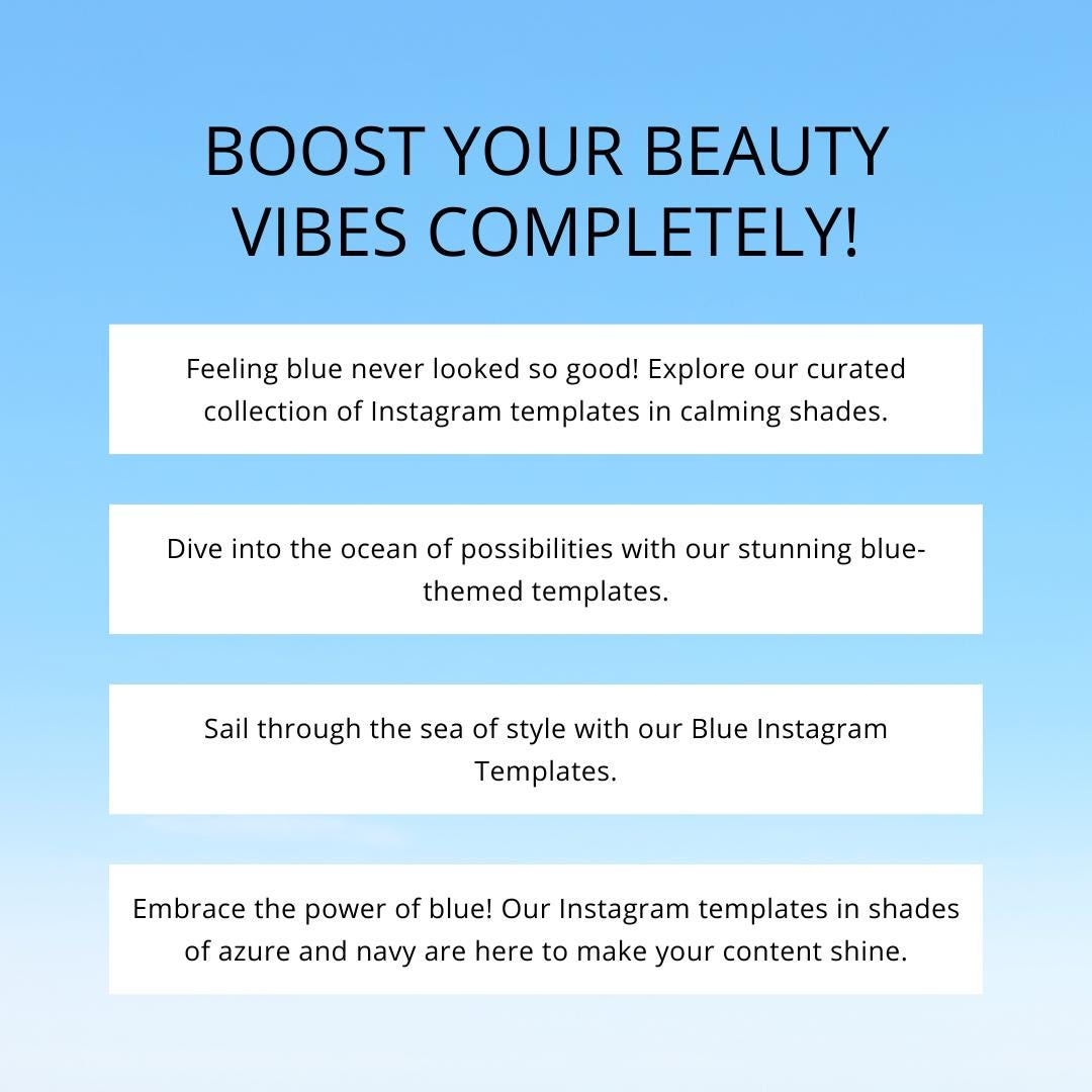 100 Blue Instagram Post Templates Canva | Social Media Graphics | Aesthetic IG Post Templates | Editable & Customizable | Digital Download - Social Canvas