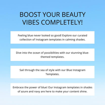 100 Blue Instagram Post Templates Canva | Social Media Graphics | Aesthetic IG Post Templates | Editable & Customizable | Digital Download - Social Canvas