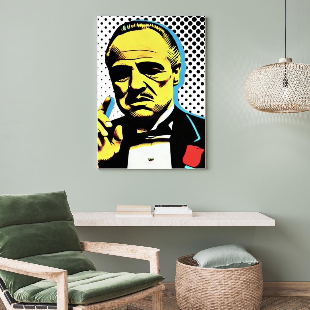 Pop Art Godfather Portrait Print - Iconic Mafia Movie Wall Decor - Social Canvas
