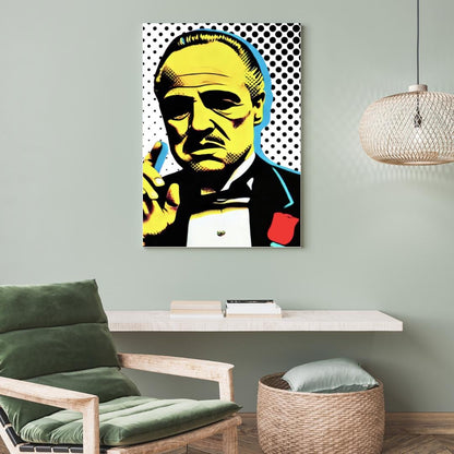 Pop Art Godfather Portrait Print - Iconic Mafia Movie Wall Decor - Social Canvas