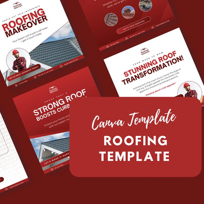 30 Roofing Social Media Templates | Editable Canva Marketing Graphics | Roofing Business Instagram & Facebook Posts | Instant Download - Social Canvas