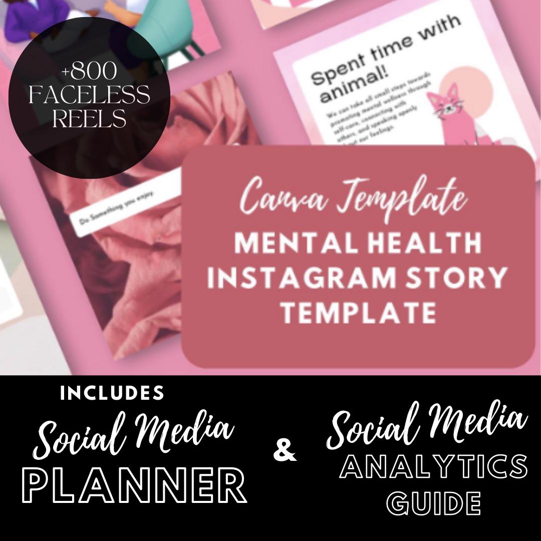 Mental Health Instagram Story Templates Canva | Self-Care and Wellness Social Media Kit | Inspirational and Mindfulness Posts - Social Canvas
