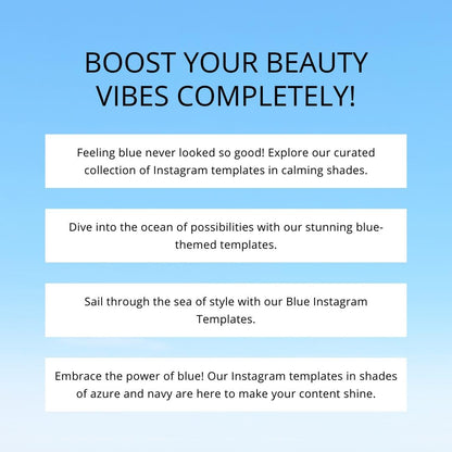 100 Blue Instagram Post Templates Canva | Aesthetic IG | Social Media Planner, Analytics Guide | 800 Faceless Videos - Social Canvas