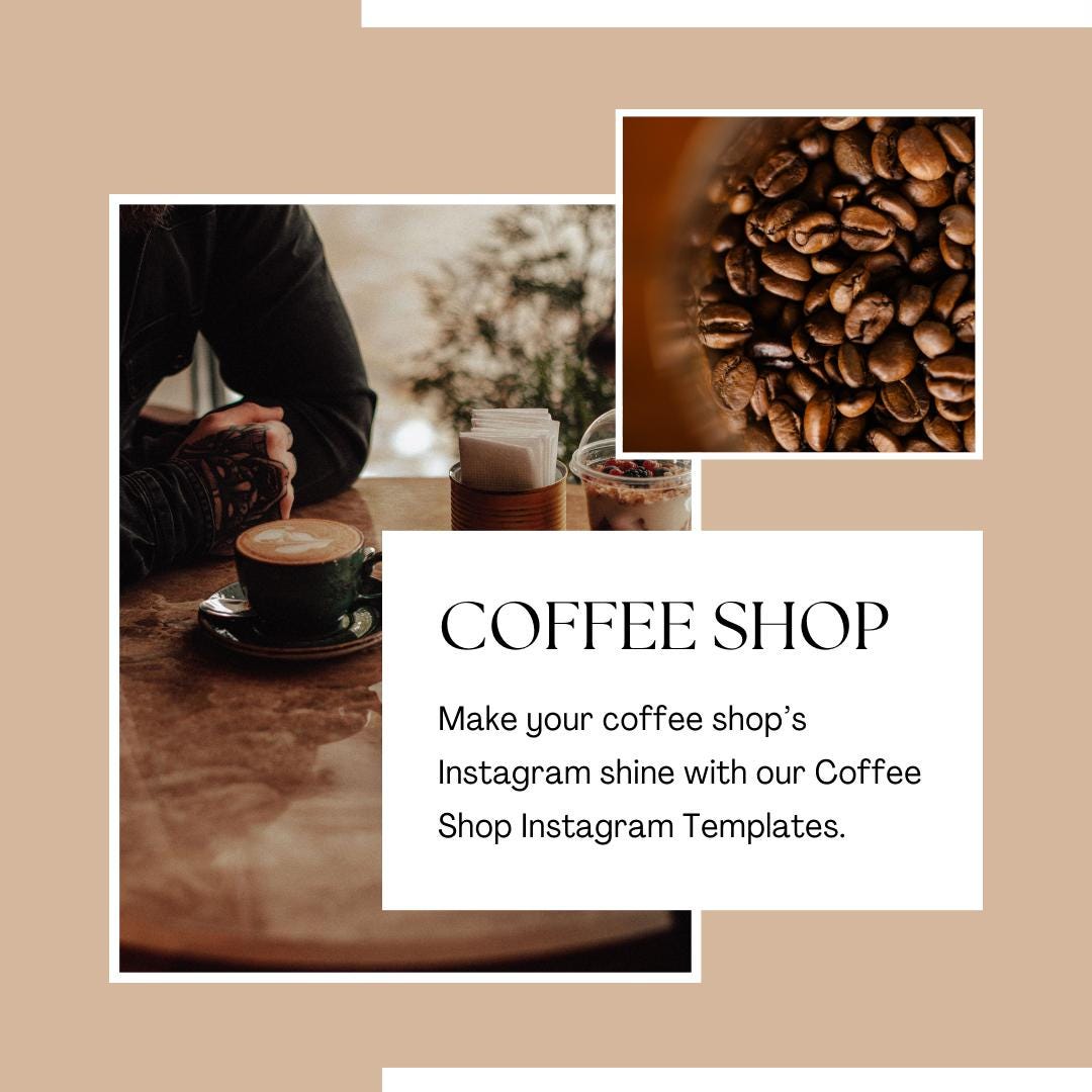 Coffee Shop Instagram Templates | Café Social Media Kit | Social Media Planner, Analytics Guide and 800 Faceless Videos - Social Canvas