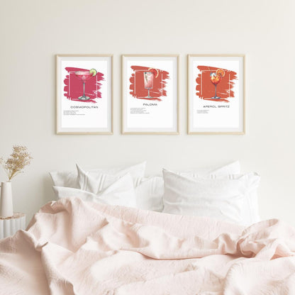 Set of 12 Cocktail Recipe Art Prints - Stylish Home Bar Wall Decor - Social Canvas