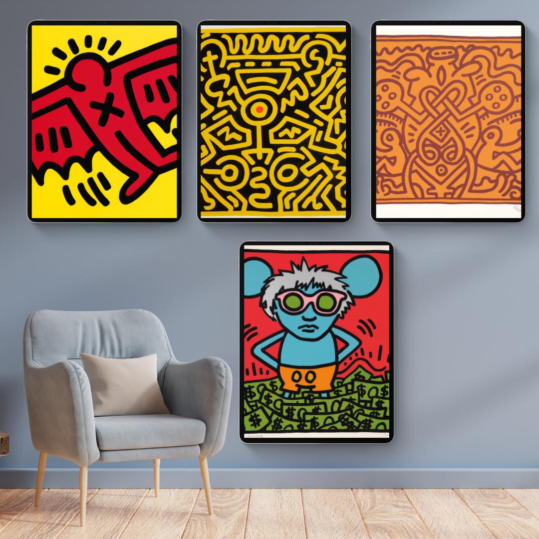 Keith Haring’s Iconic Inspired Print Collection (100 Unique Designs) - Retro Modern Wall Art - Social Canvas