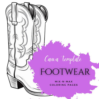 Footwear Coloring Book | 25-Page Canva Template Featuring Stylish Shoe Designs | Fun Coloring Pages for Fashion Lovers | Digital Download - Social Canvas