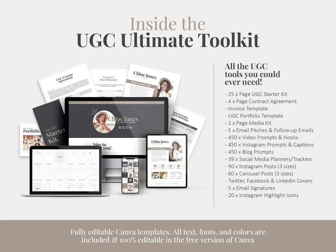 The Complete UGC Creator Toolkit – Portfolio, Contracts & Media Kit to Win High-Paying Collabs