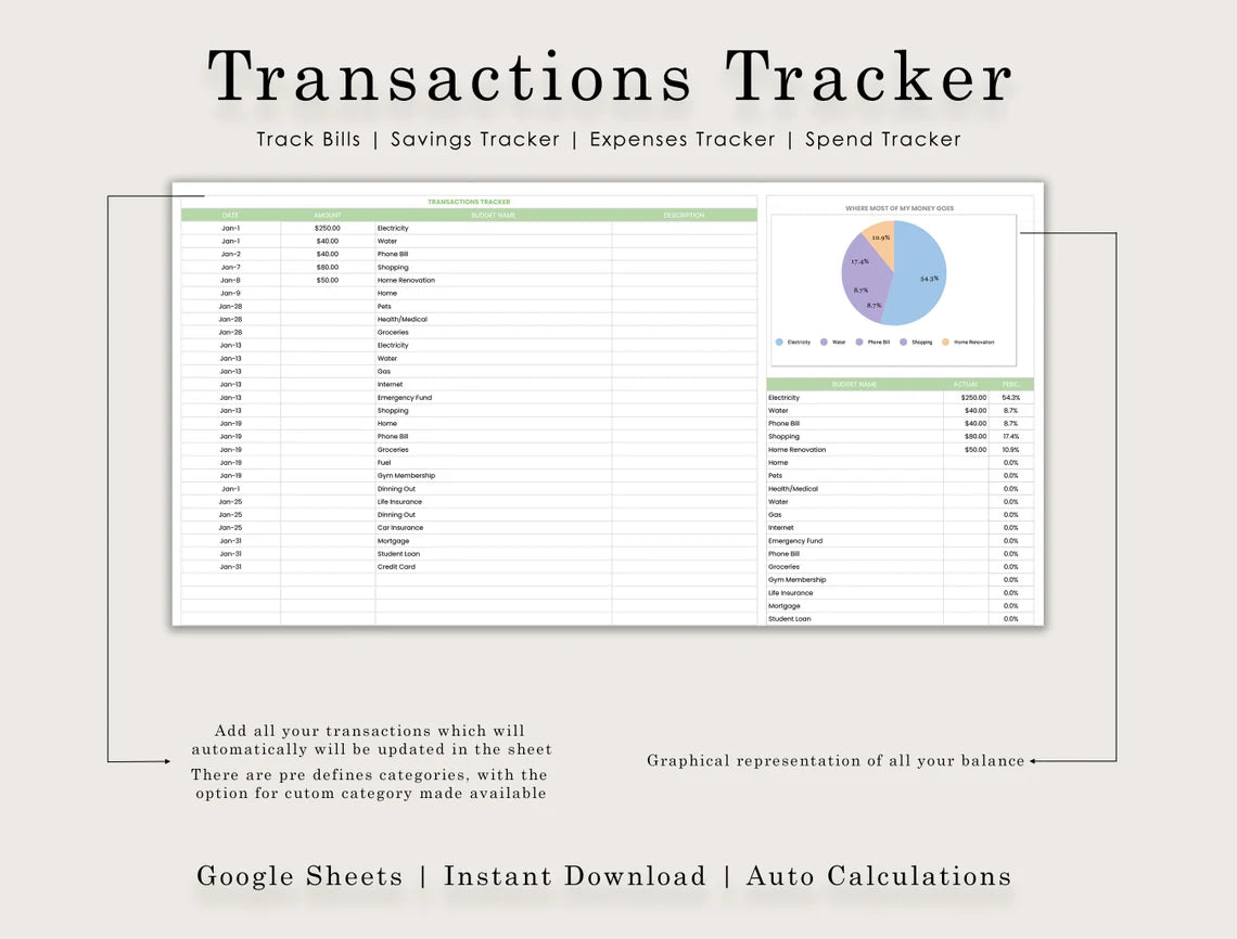 Customizable Budget Planner (Google Sheets Template) (MRR) - Social Canvas