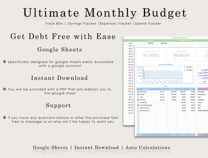 Customizable Budget Planner (Google Sheets Template) (MRR) - Social Canvas