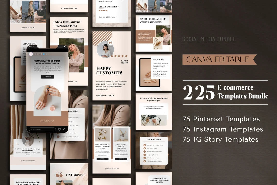 220 E-Commerce Social Media Business Templates - Social Canvas
