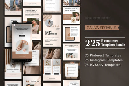 220 E-Commerce Social Media Business Templates - Social Canvas