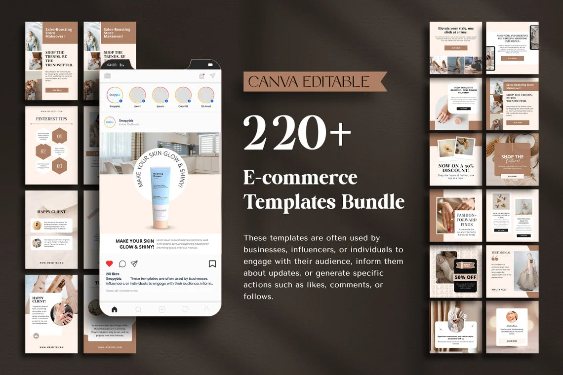 220 E-Commerce Social Media Business Templates - Social Canvas