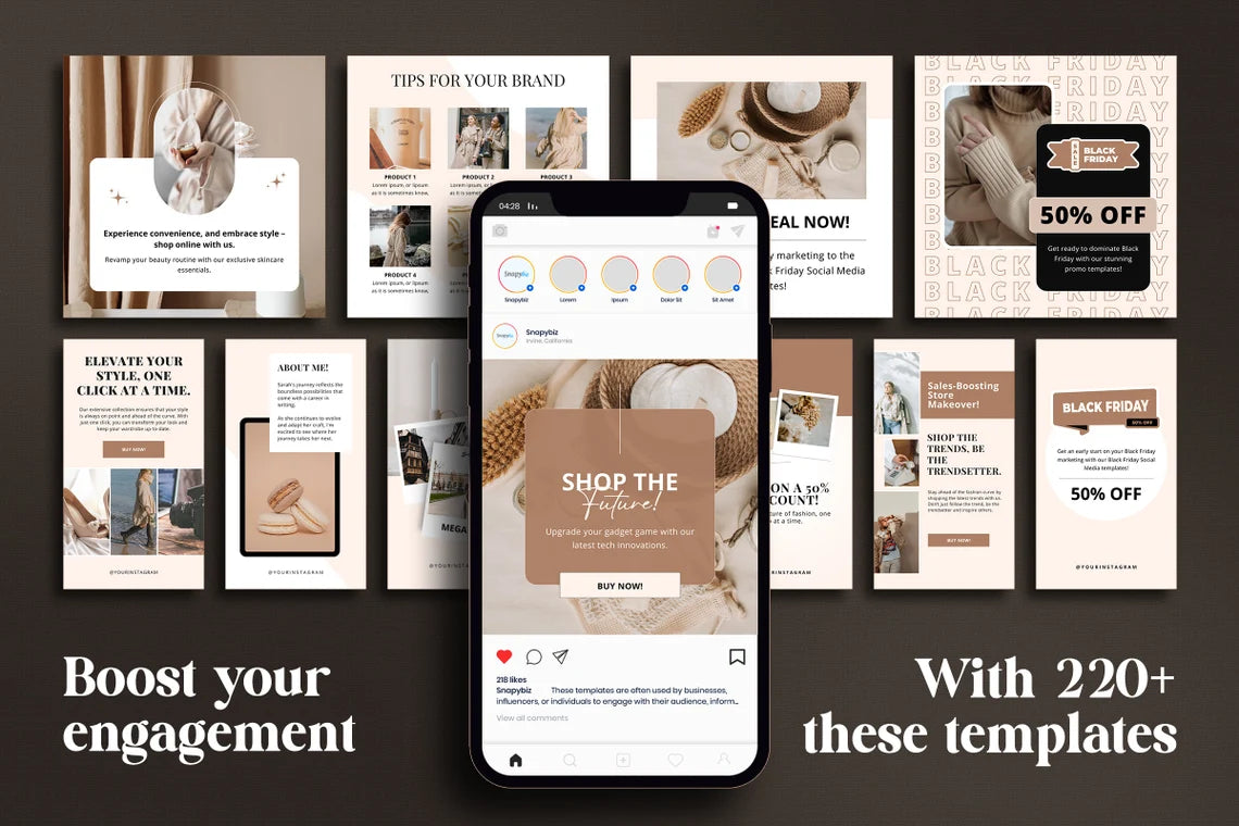 220 E-Commerce Social Media Business Templates - Social Canvas