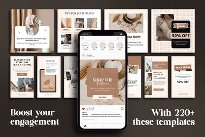 220 E-Commerce Social Media Business Templates - Social Canvas