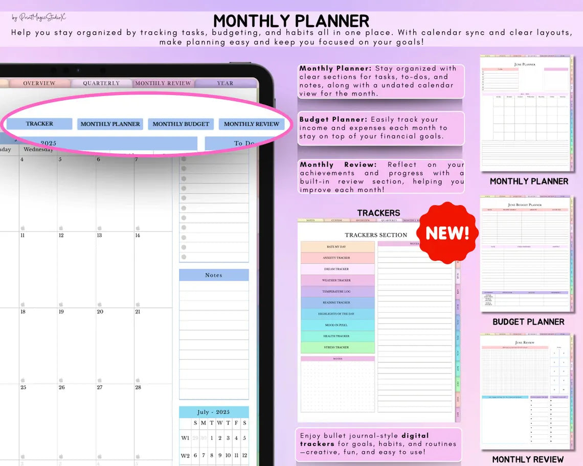 All-in-One Digital Planner – Hyperlinked PDF for GoodNotes, iPad & Tablet Planning - Social Canvas