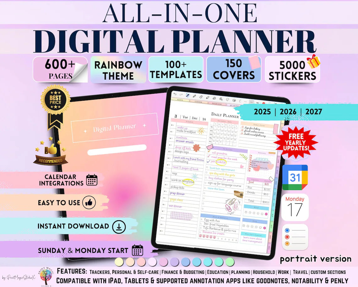 All-in-One Digital Planner – Hyperlinked PDF for GoodNotes, iPad & Tablet Planning - Social Canvas