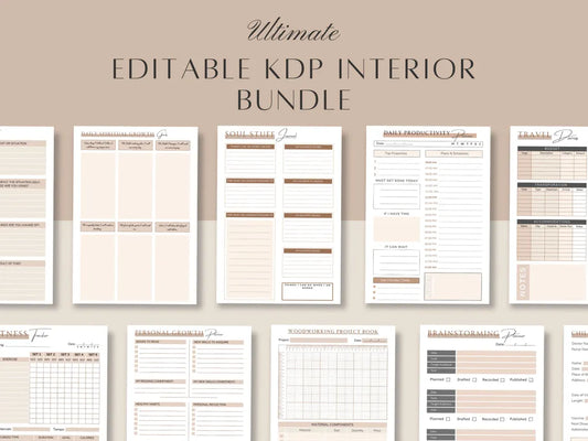 100 Editable KDP Canva Templates – Easy-to-Customize 2025 Interiors (MRR)