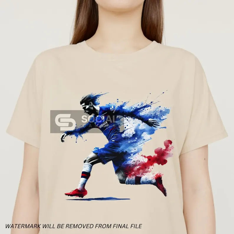 4 Original English Soccer League Watercolor Footballer Digital Art | Printable Commercial Use Design | Sports Print on Demand File - Social Canvas