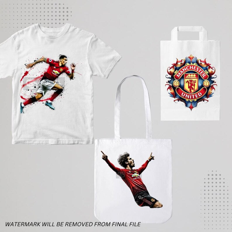 Manchester United-Inspired Watercolor Footballer Digital Art | Soccer Player Artwork | Sports Print-on-Demand File - Social Canvas