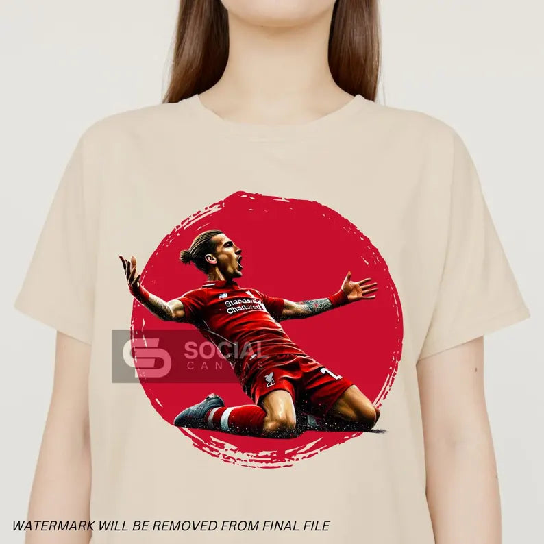 Liverpool-Inspired Watercolor Footballer Digital Art | Includes 4 Images | Printable Sports Design for Commercial - Social Canvas