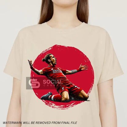 Liverpool-Inspired Watercolor Footballer Digital Art | Includes 4 Images | Printable Sports Design for Commercial - Social Canvas