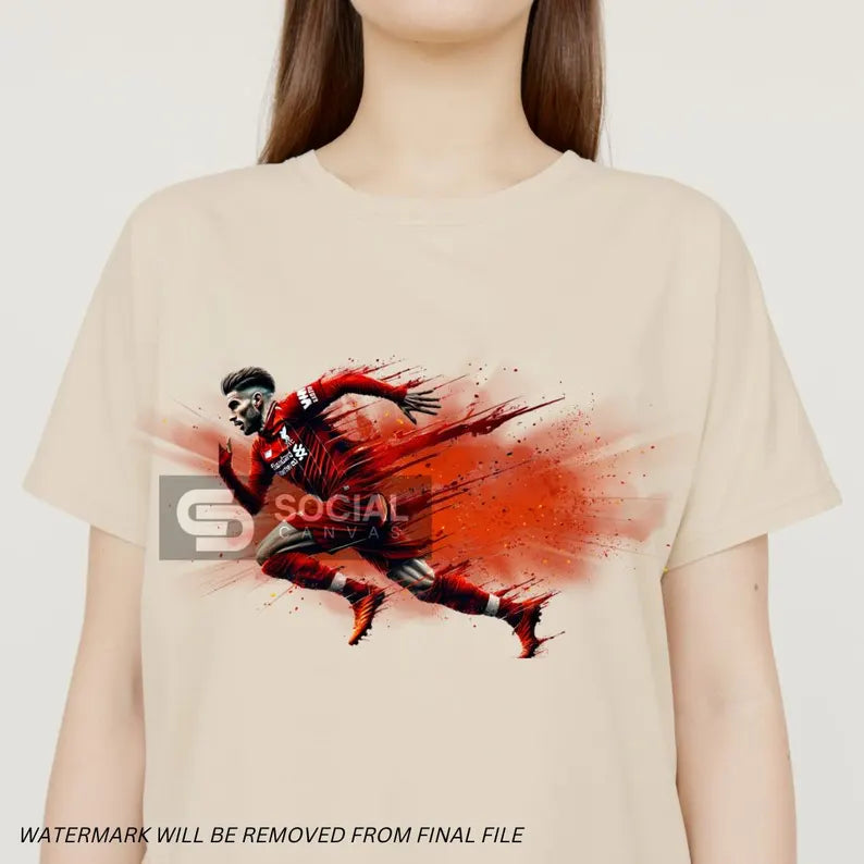 Liverpool-Inspired Watercolor Footballer Digital Art | Includes 4 Images | Printable Sports Design for Commercial - Social Canvas