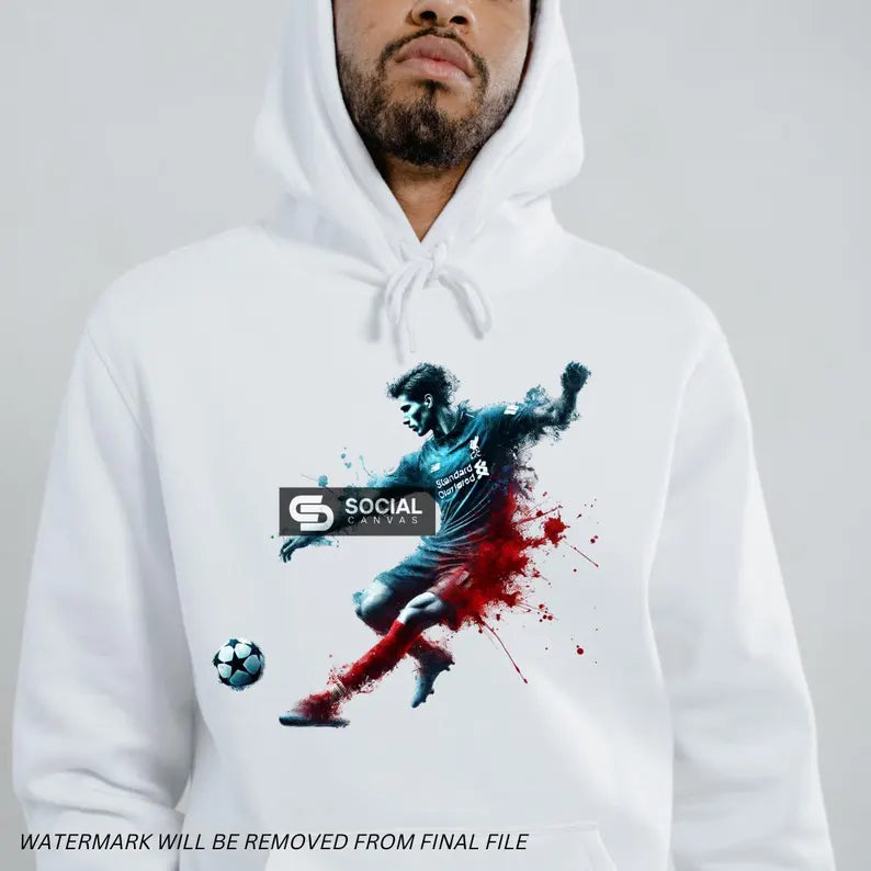 Liverpool-Inspired Watercolor Footballer Digital Art | Includes 4 Images | Printable Sports Design for Commercial - Social Canvas