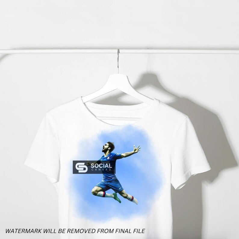 Chelsea-Inspired Watercolor Footballer Digital Art | Includes 4 Images | Printable Soccer Design for Commercial & Personal Use - Social Canvas