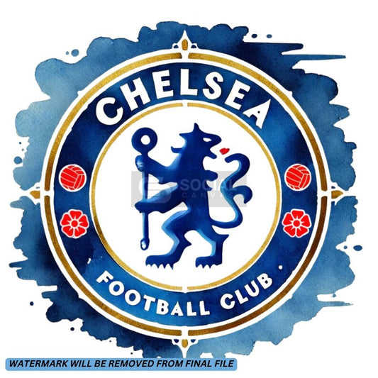 Chelsea-Inspired Watercolor Footballer Digital Art | Includes 4 Images | Printable Soccer Design for Commercial & Personal Use - Social Canvas