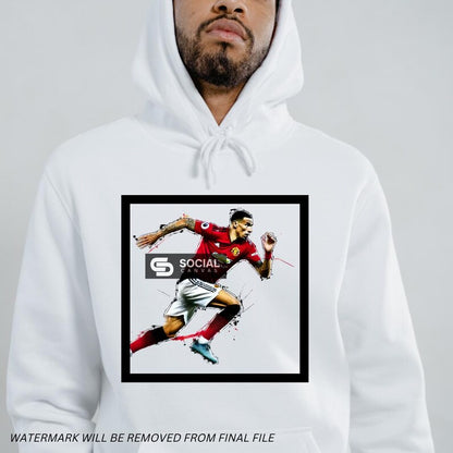 Manchester United-Inspired Watercolor Footballer Digital Art | Soccer Player Artwork | Sports Print-on-Demand File - Social Canvas
